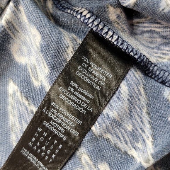 WHBM Blue Diamond Geometric Print Strapless Layered Blouse Size S - Picture 8 of 8